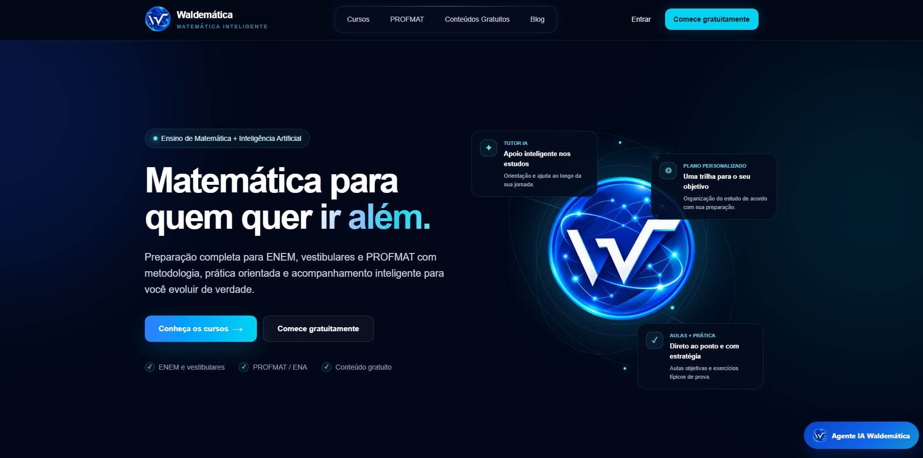 Página inicial real do site Waldemática
