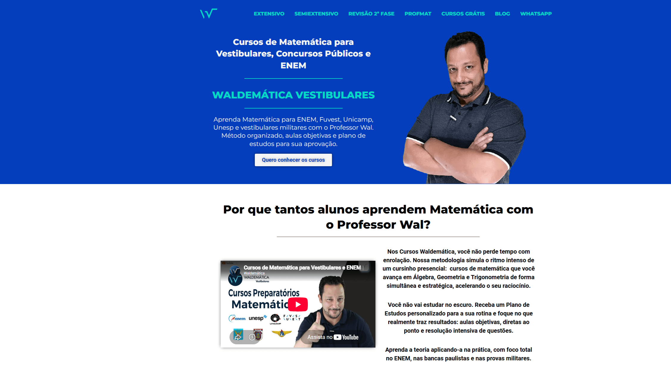 Página inicial real do site Waldemática